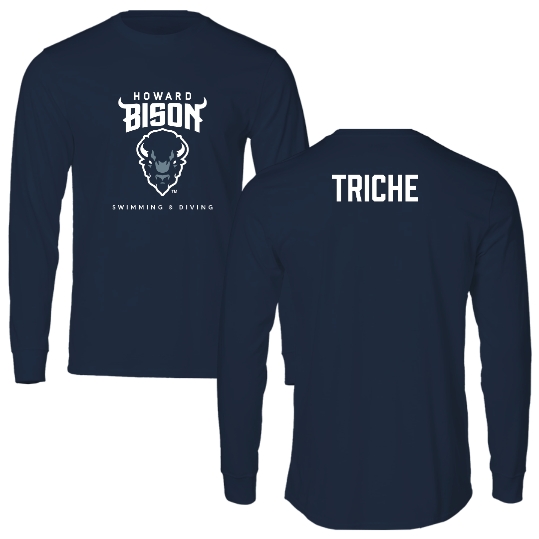 Howard University Swimming & Diving Navy Long Sleeve - Ty Triche