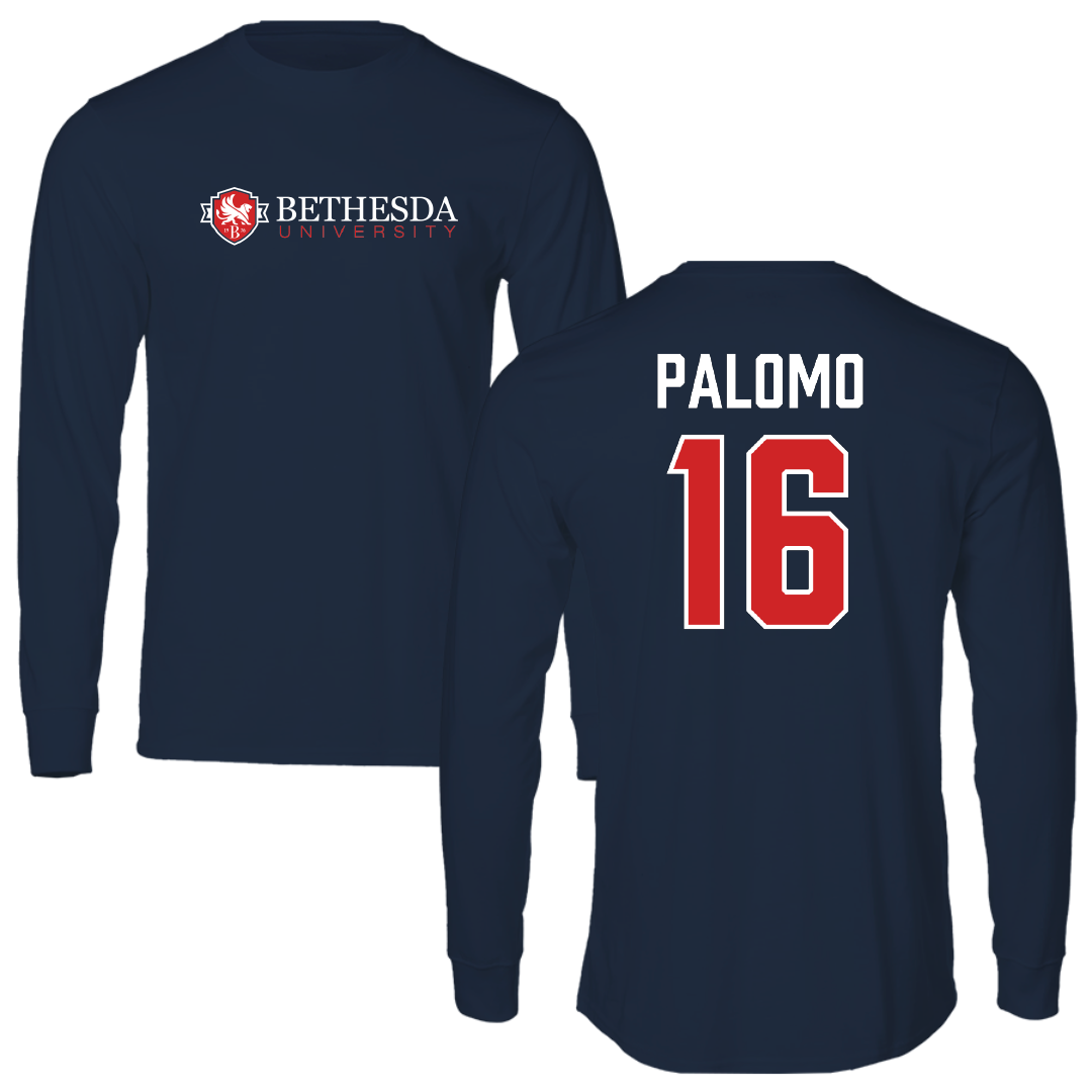 Bethesda University Baseball Navy Performance Long Sleeve - #16 Cameron Palomo
