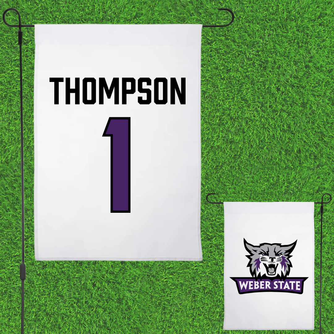 Weber State University Football White Garden Flag - #1 Keahnist Thompson