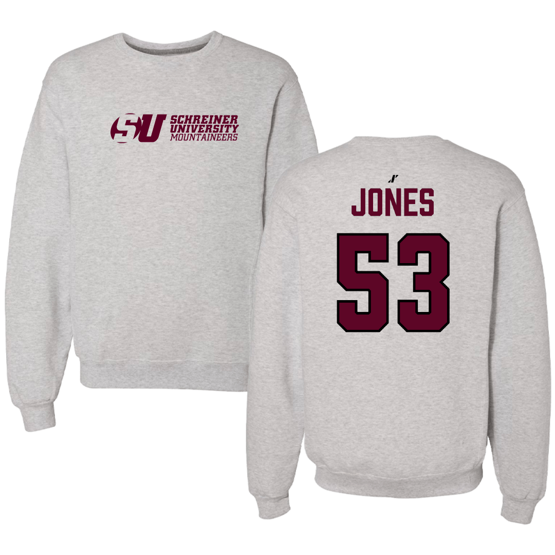 Schreiner University Football Light Gray Crewneck - #53 Ethan Jones