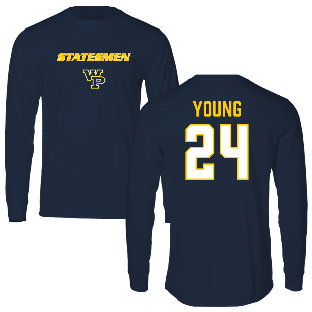 William Penn University Baseball Navy Performance Long Sleeve - #24 Keoni Young