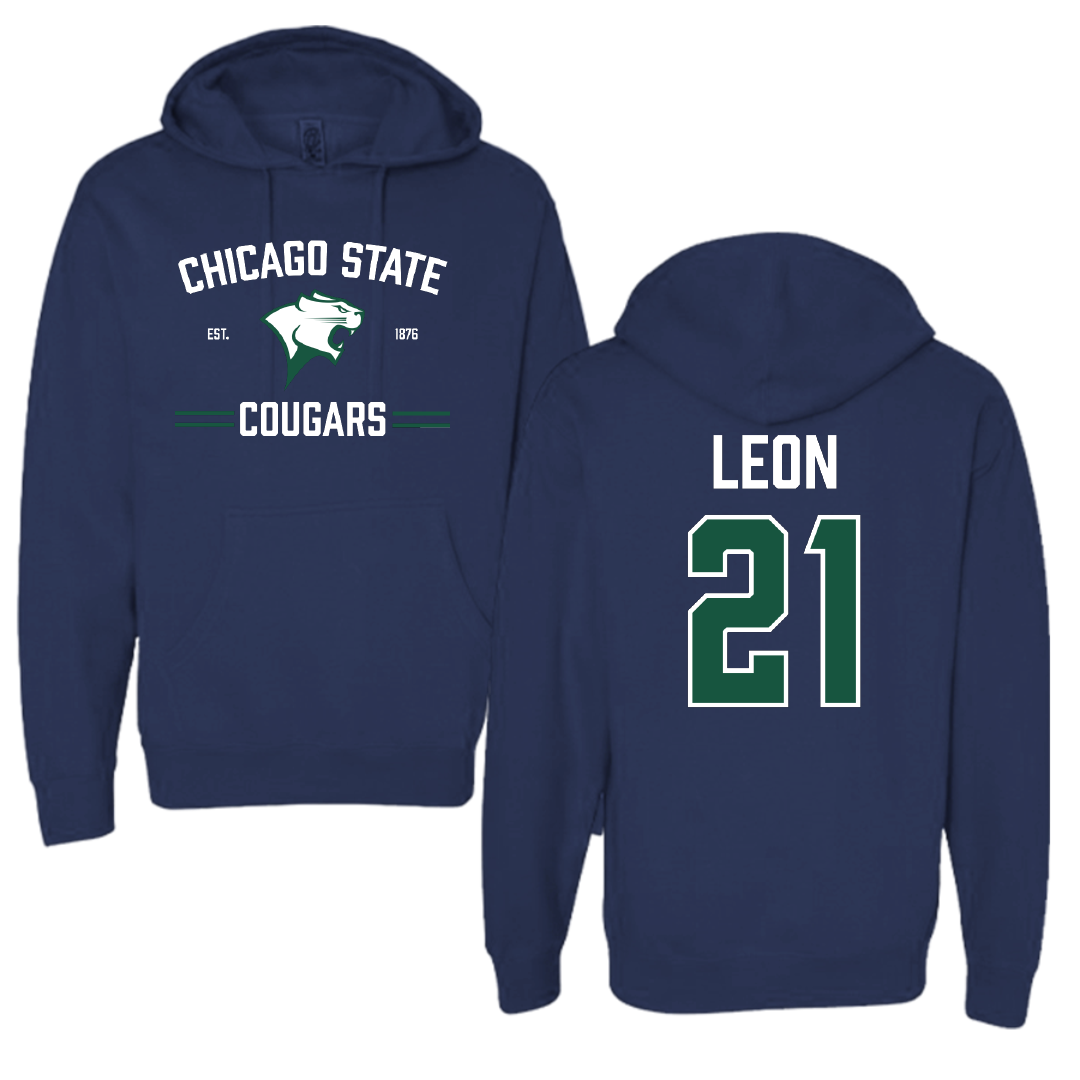 Chicago State University Soccer Navy Hoodie - #21 Jorge Leon