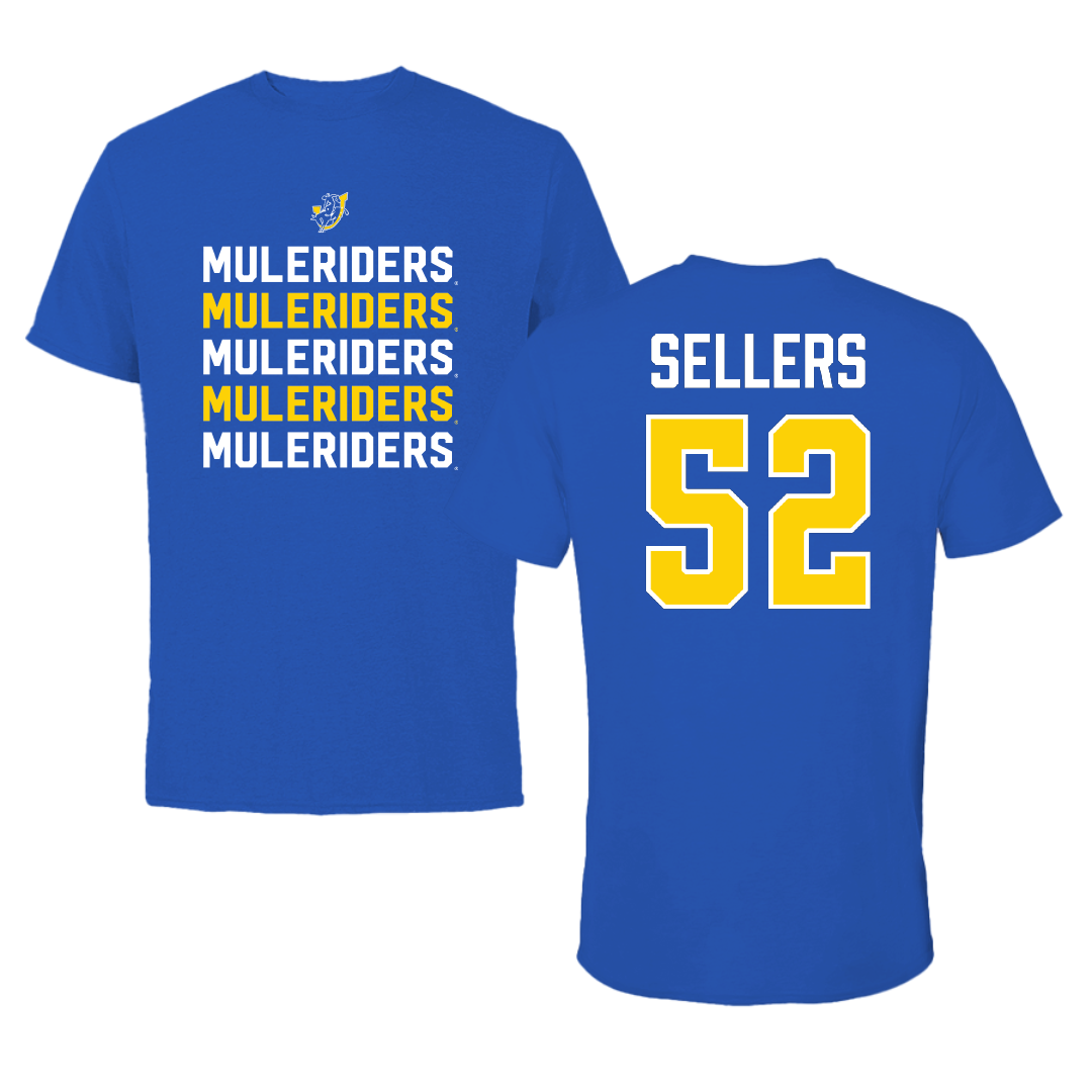 Southern Arkansas University Football Blue General Tee - #52 Peyton Sellers