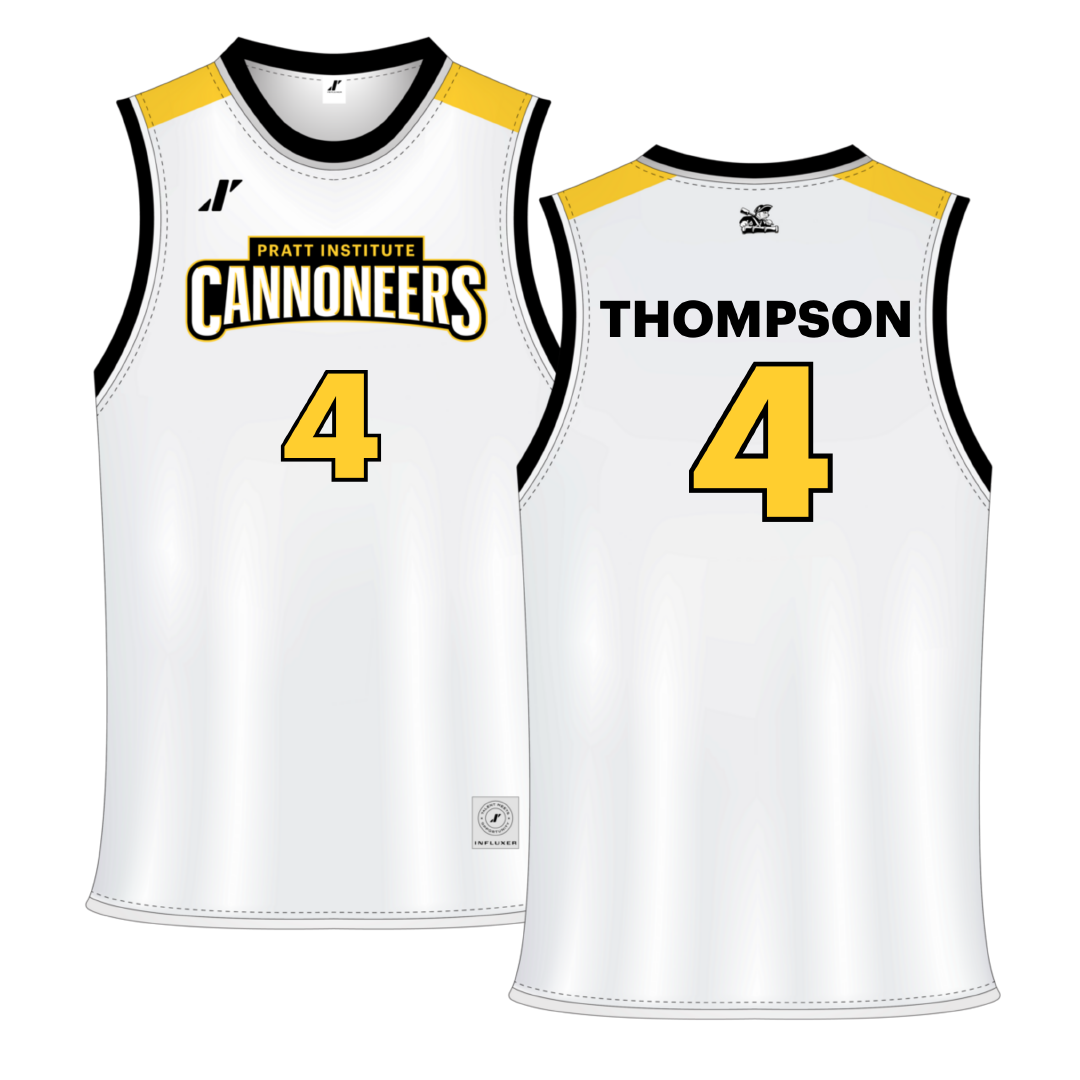 Pratt Institute White Basketball Jersey - #4 Amare Thompson
