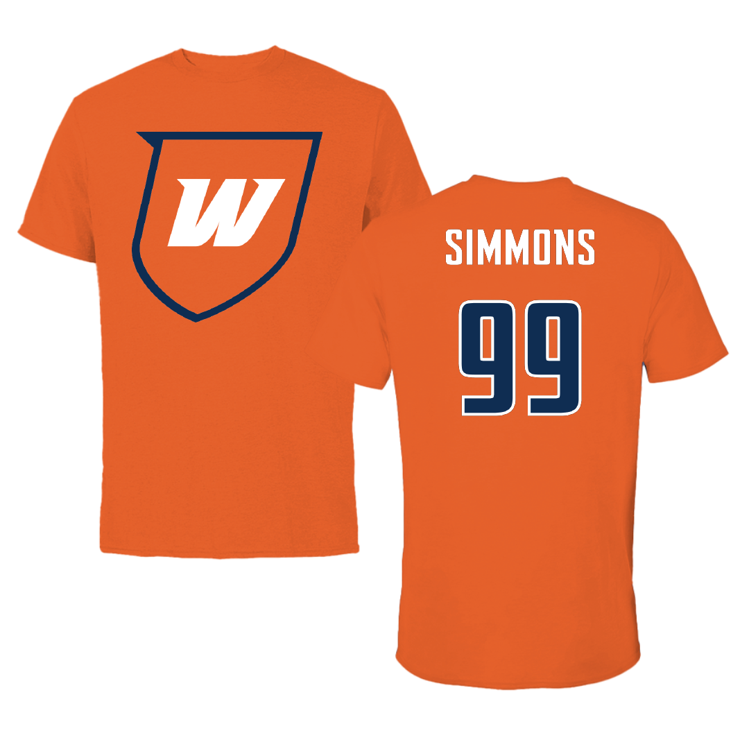 Western Connecticut State University Football Orange Wolves Performance Tee - #99 Nick Simmons