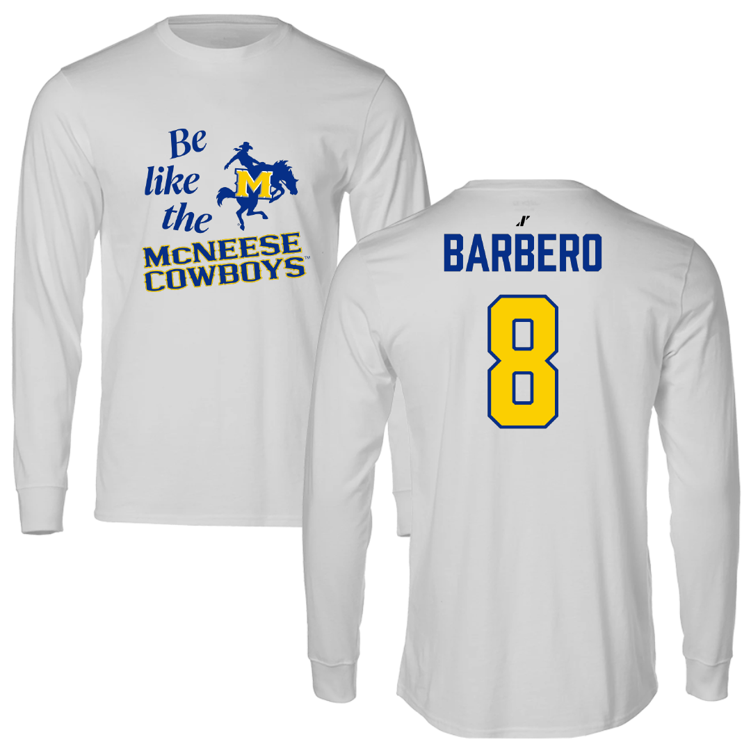 McNeese State University Baseball Light Gray Be Like Us Long Sleeve - #8 Danny Barbero