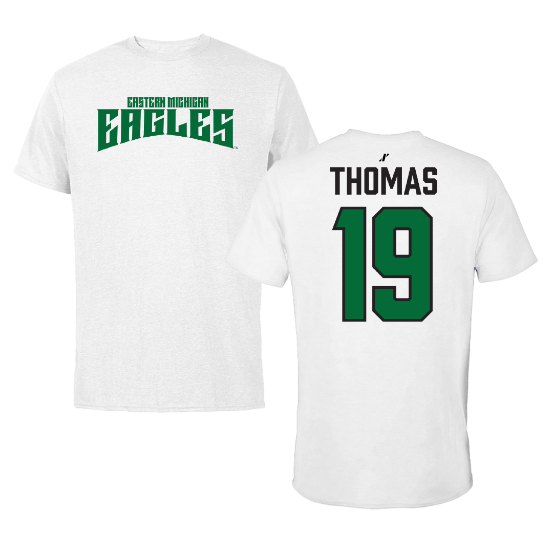 Eastern Michigan University Soccer White Classic Tee - #19 Scarlett Thomas