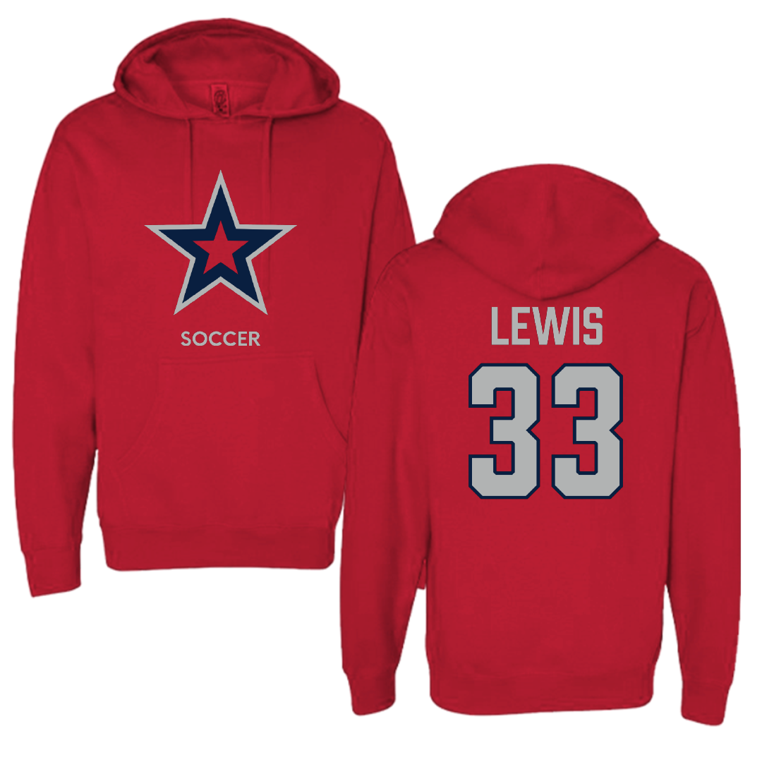 Robert Morris University Soccer (M) Red Mascot Hoodie - #33 Christopher Lewis