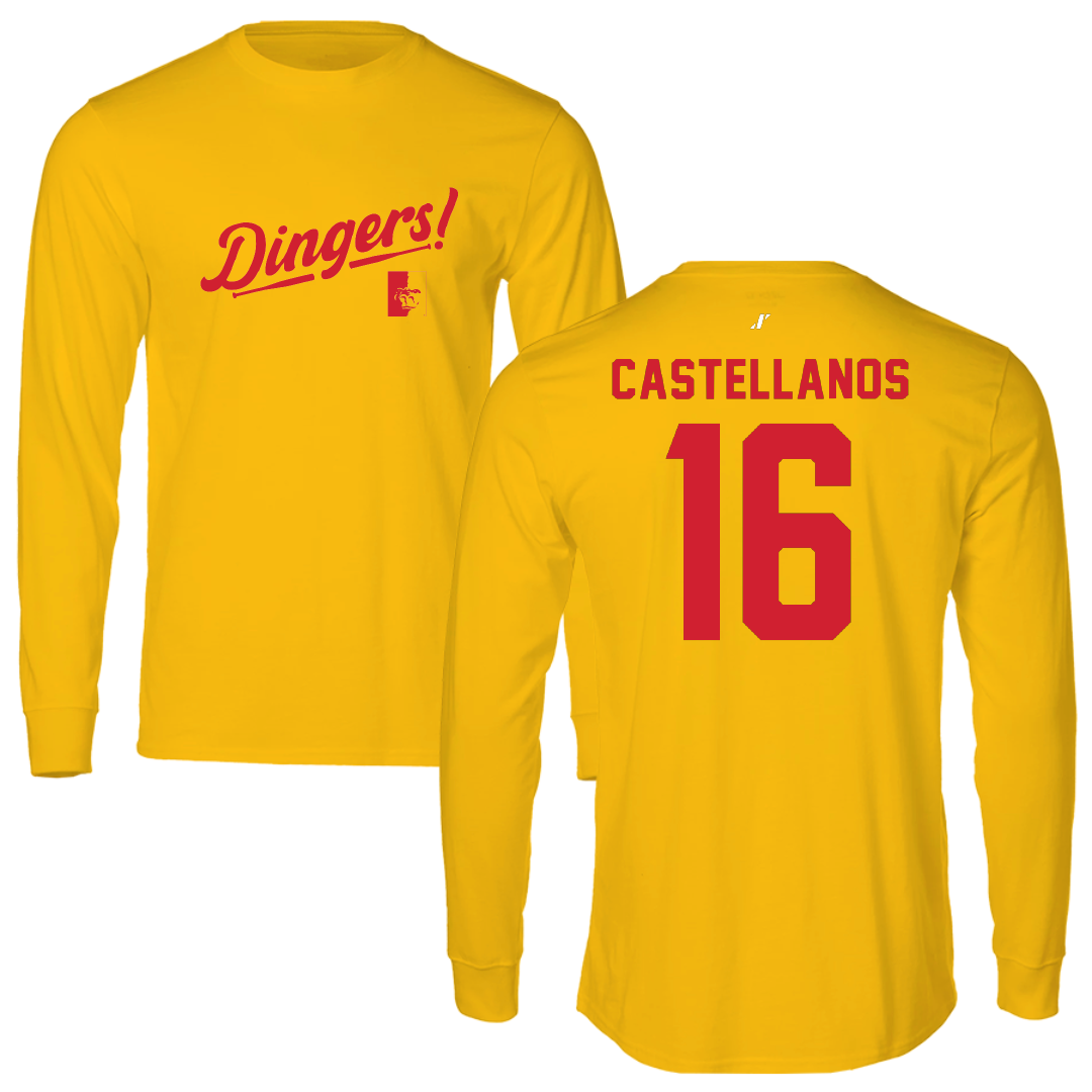 Pittsburg State University Baseball Gold Dingers Performance Long Sleeve - #16 Cayden Castellanos