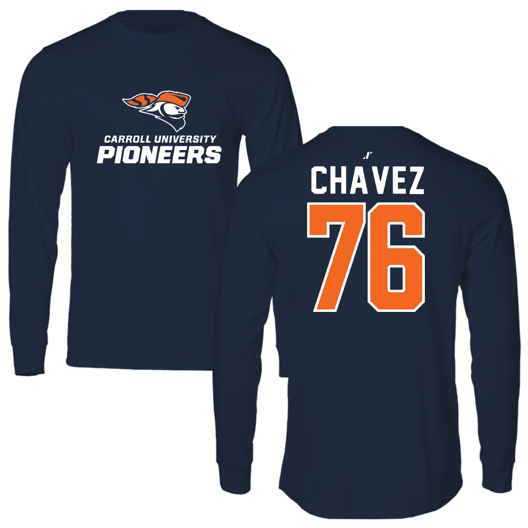 Carroll University Football Navy Long Sleeve - #76 Alberto Chavez
