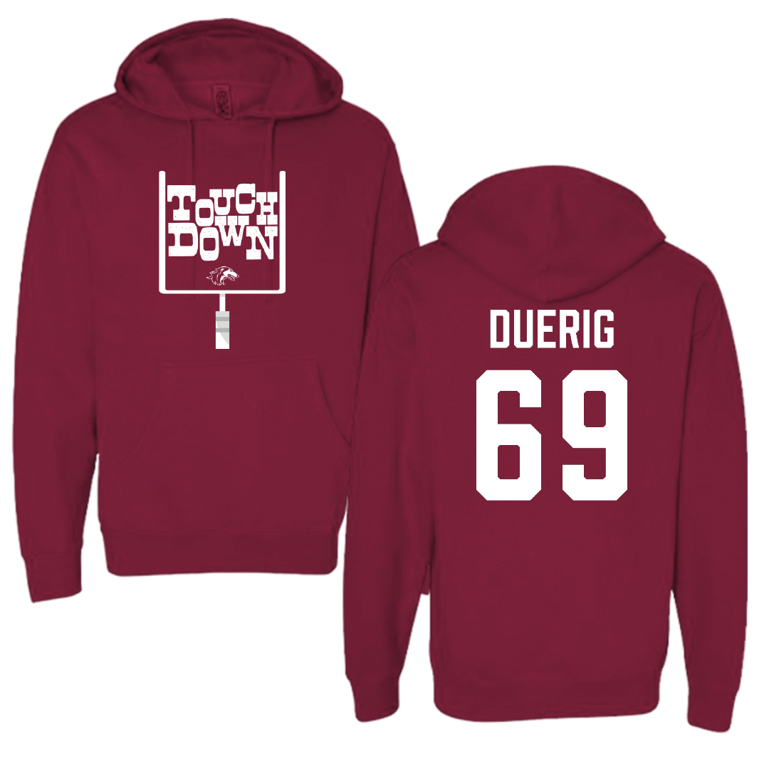 Southern Illinois University at Carbondale Football Maroon Touchdown Hoodie - #69 Aidan Duerig