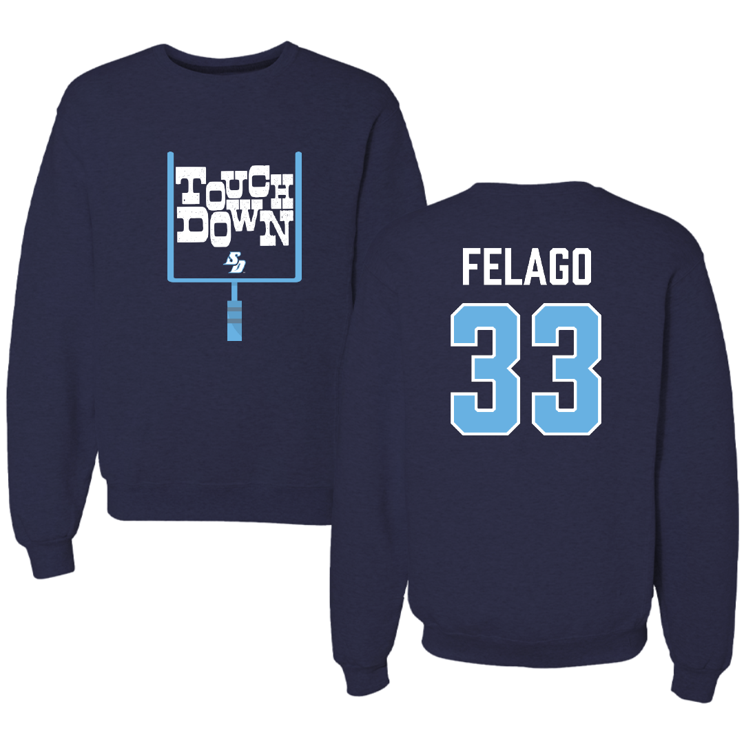 University of San Diego Football Navy Touchdown Crewneck - #33 Nick Felago