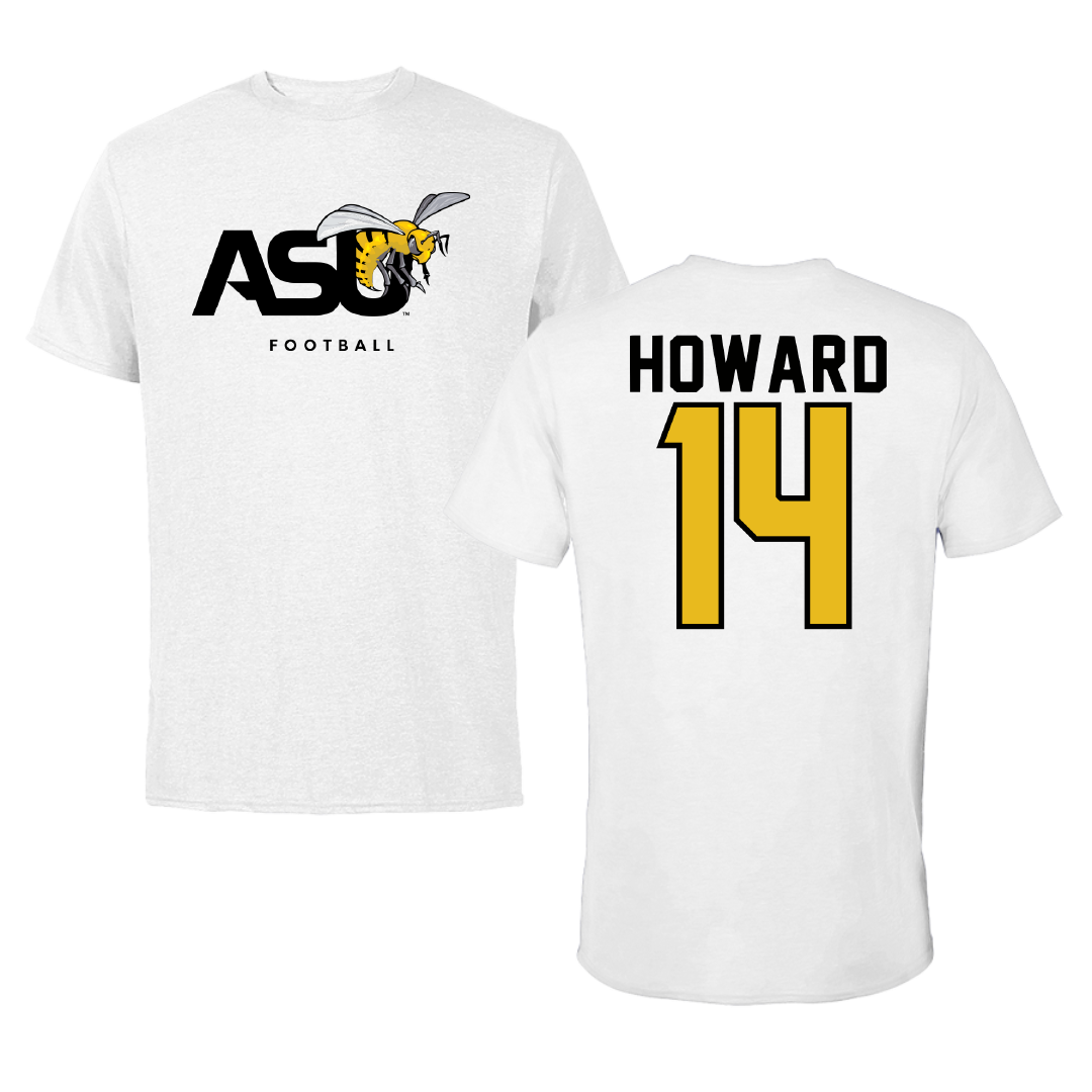 Alabama State University Flag Football White ASU Performance Tee - #14 Saneah Howard