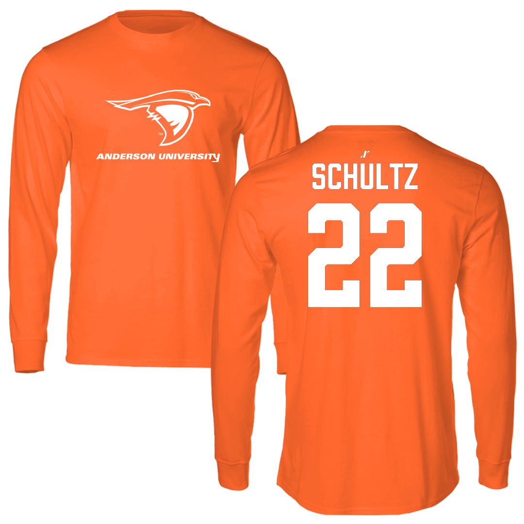 Anderson University (Indiana) Softball Orange Performance Long Sleeve - #22 Alexis Schultz