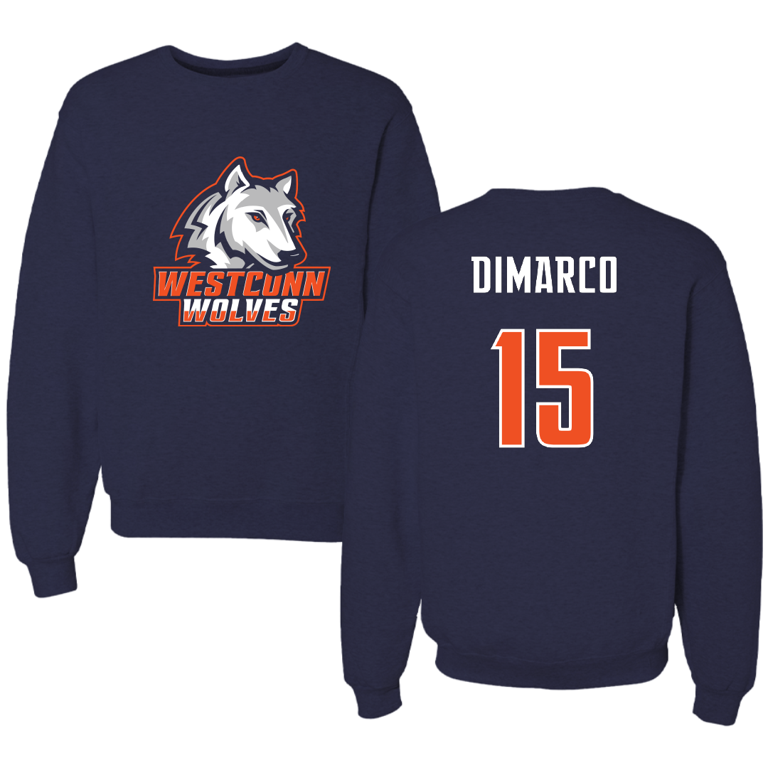 Western Connecticut State University Football Navy Wolves Crewneck - #15 Nick DiMarco
