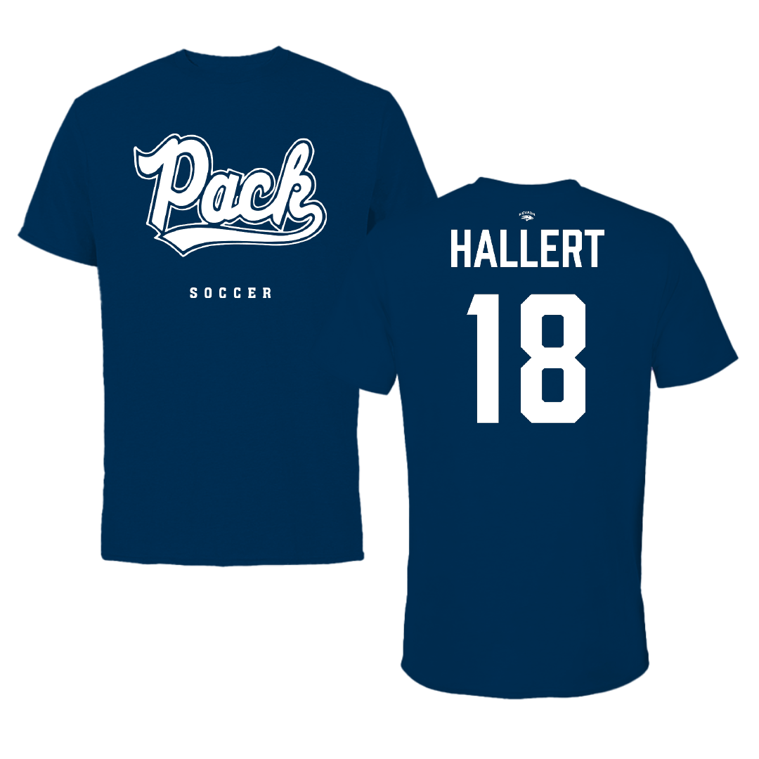 University of Nevada Soccer (W) Navy Tee - #18 Ella Hallert