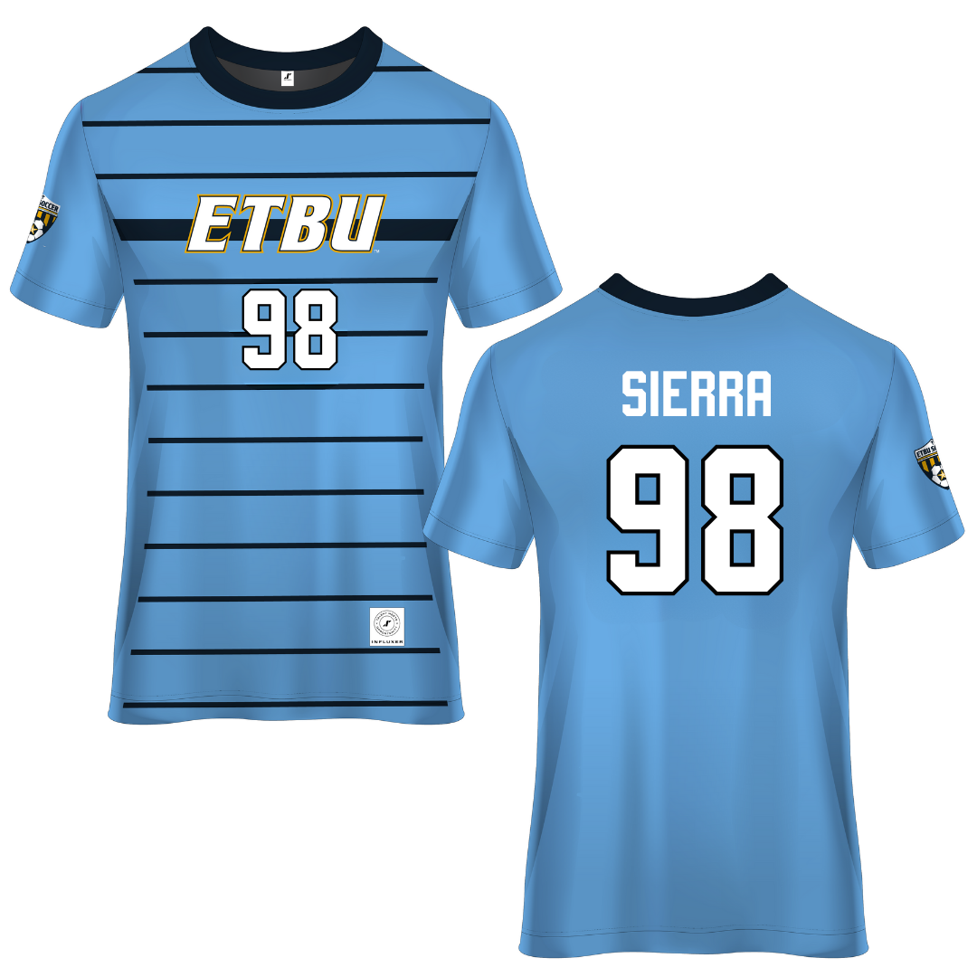 East Texas Baptist University Blue Soccer Jersey - #98 Mallory Sierra