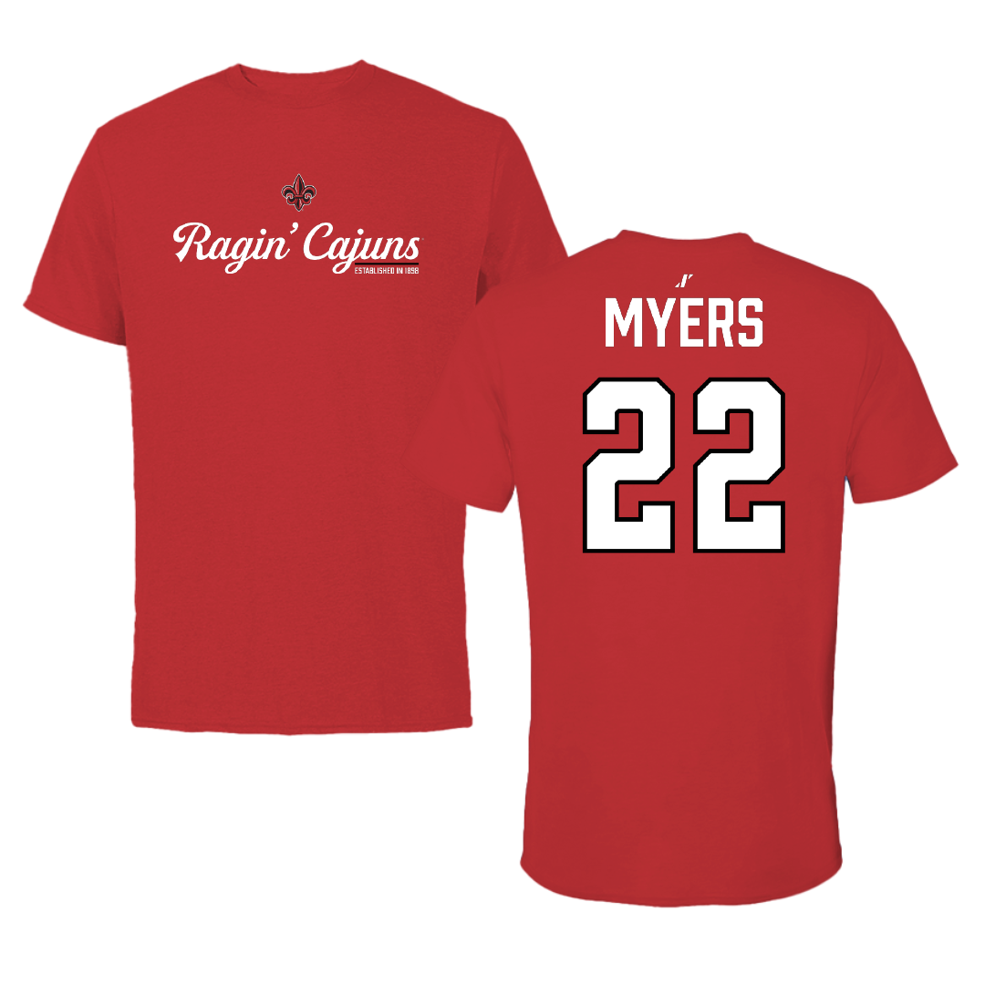 University of Louisiana at Lafayette Basketball Red General Performance Tee - #22 Logan Myers