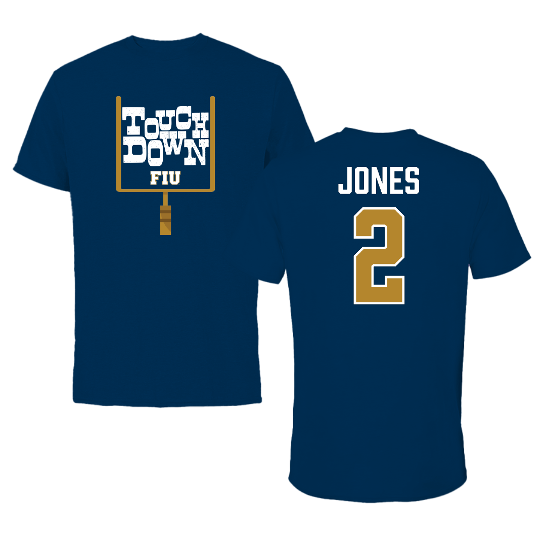 Florida International University Football Navy Touchdown Tee - #2 Amari Jones