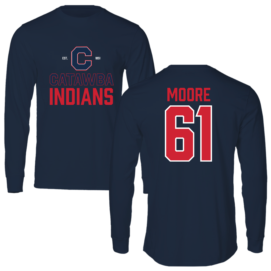 Catawba College Football Navy General Performance Long Sleeve - #61 Gavin Moore