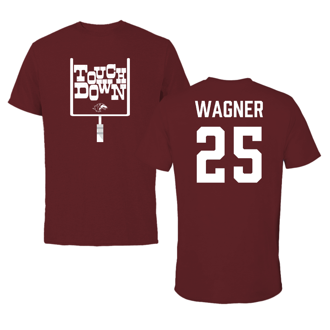 Southern Illinois University at Carbondale Football Maroon Touchdown Performance Tee - #25 Kayleb Wagner
