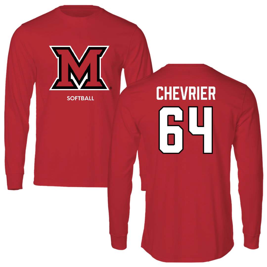 Miami University (Ohio) Softball Red Performance Long Sleeve - #64 Lea Chevrier