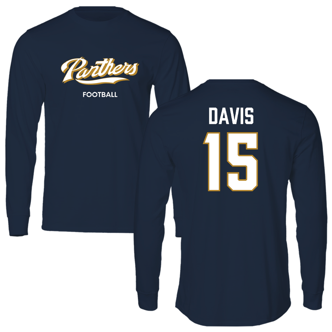 Florida International University Football Navy Performance Long Sleeve - #15 Giovanni Davis