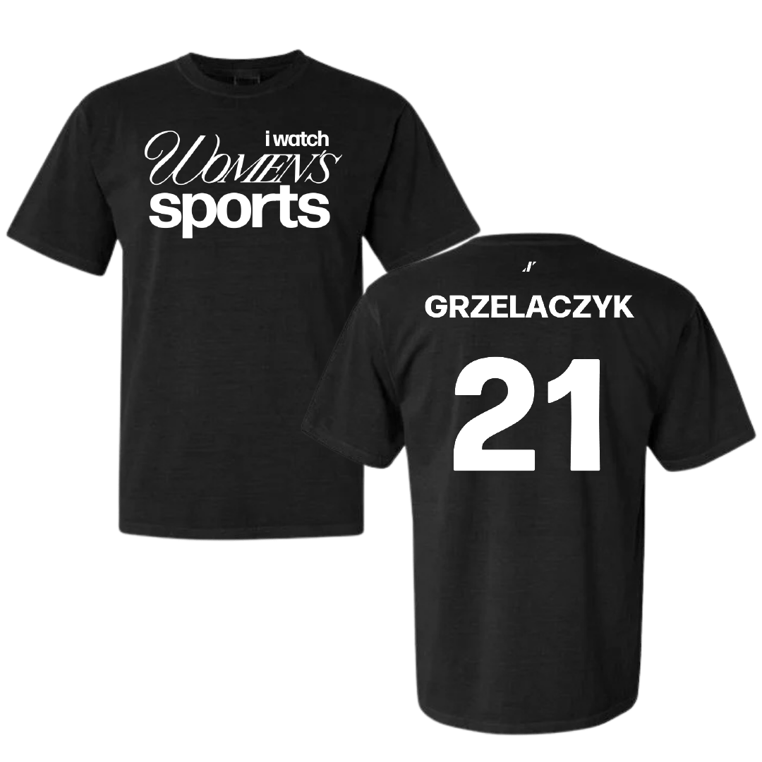 Lacrosse (W) Black WHM Comfort Colors Tee - #21 Jessica Grzelaczyk