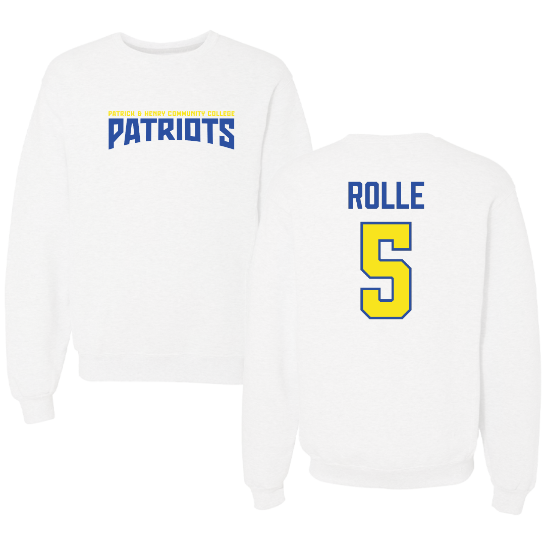 Patrick & Henry Community College Softball White Classic Crewneck - #5 Jaydon Rolle