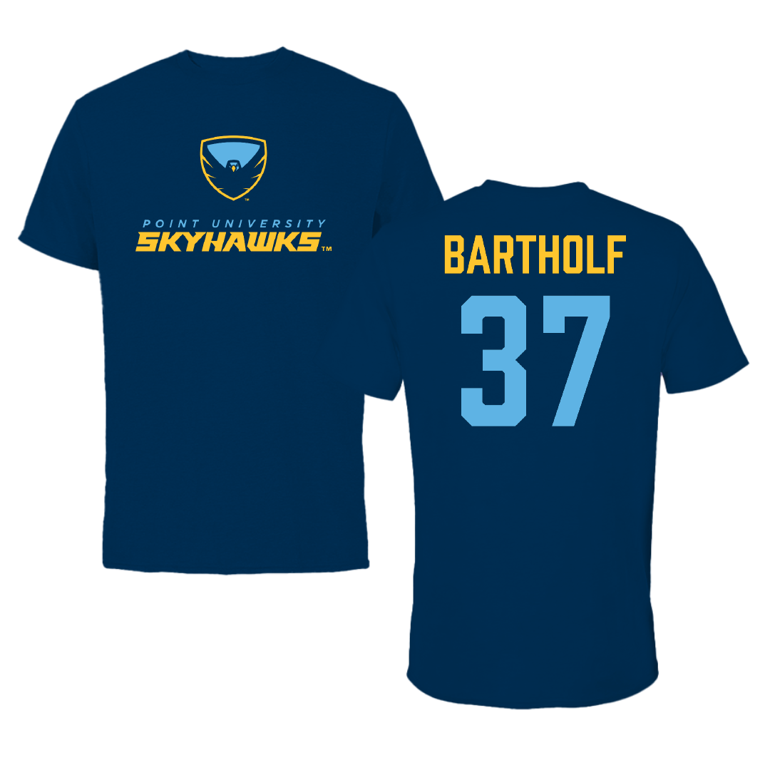 Point University Baseball Navy Performance Tee - #37 Bradley Bartholf