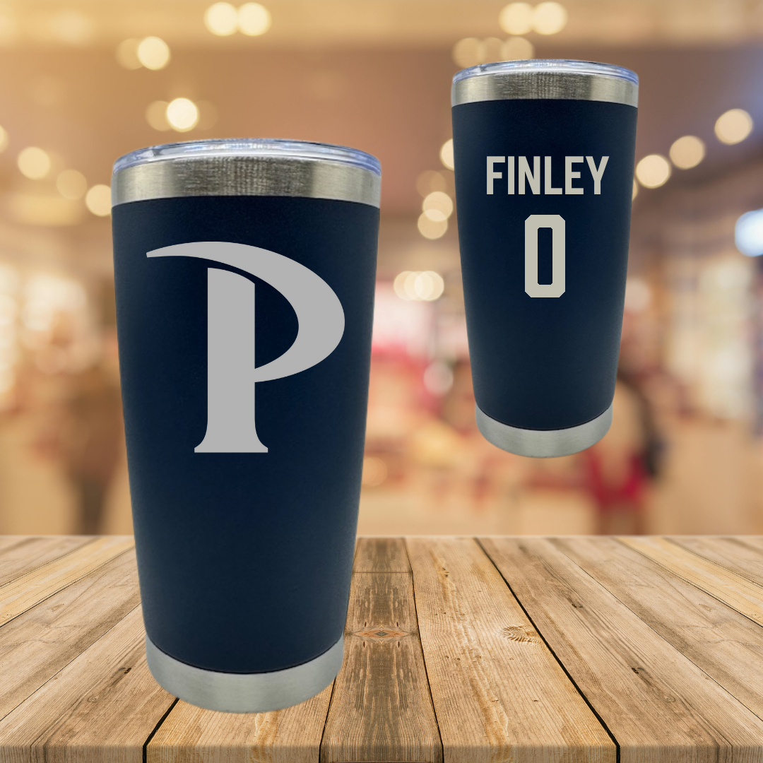 Pepperdine University Basketball Navy Stainless Steel Tumbler - #0 Ivory Finley