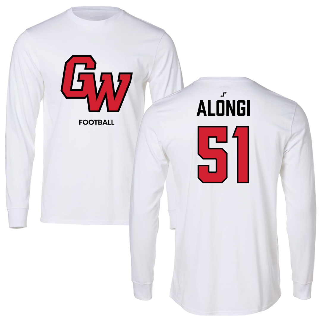 Gardner-Webb University Football White Performance Long Sleeve - #51 Jaxon Alongi