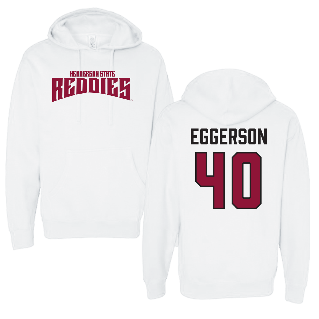 Henderson State University Baseball White Classic Hoodie - #40 Anthony Eggerson