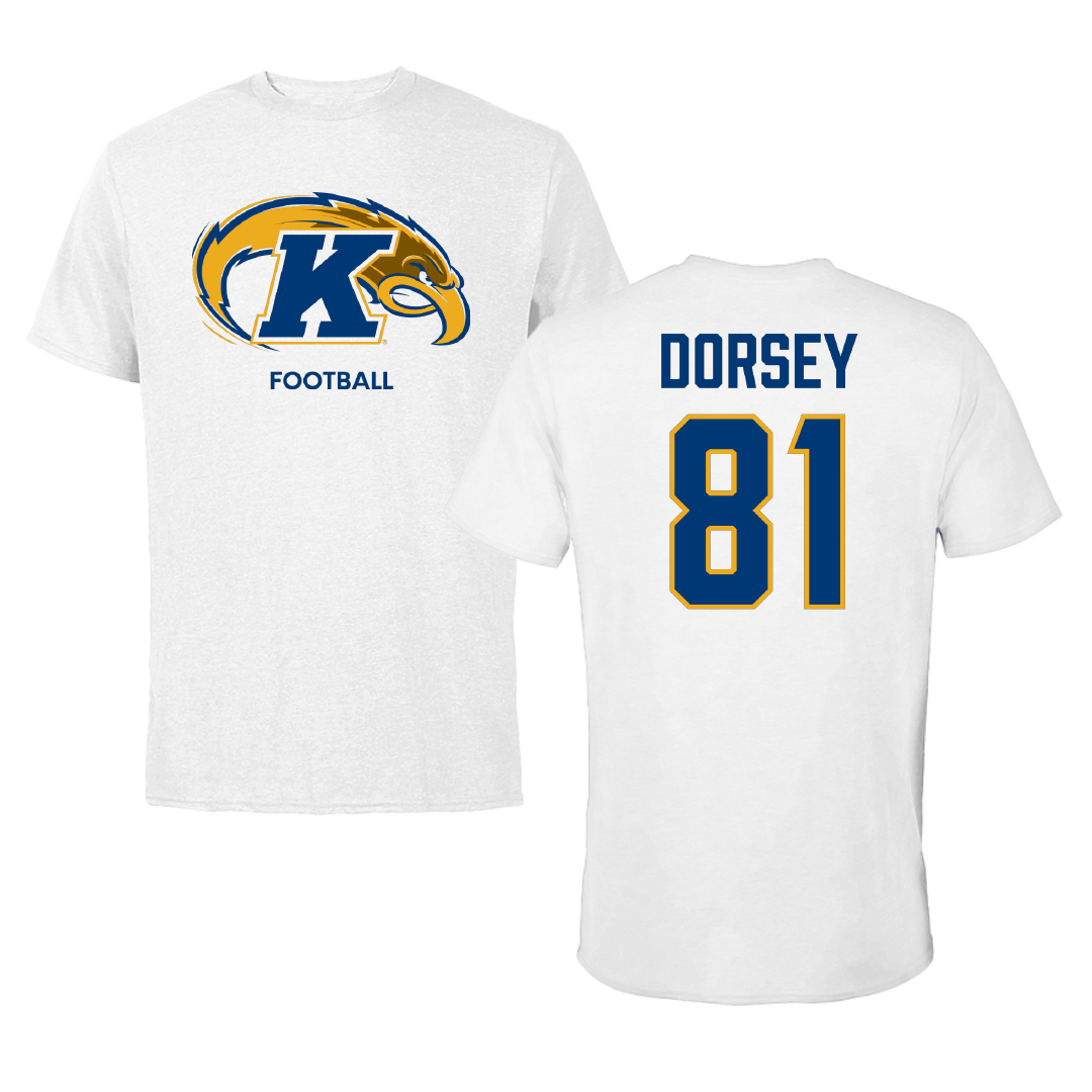 Kent State University Football White Tee - #81 Dash Dorsey