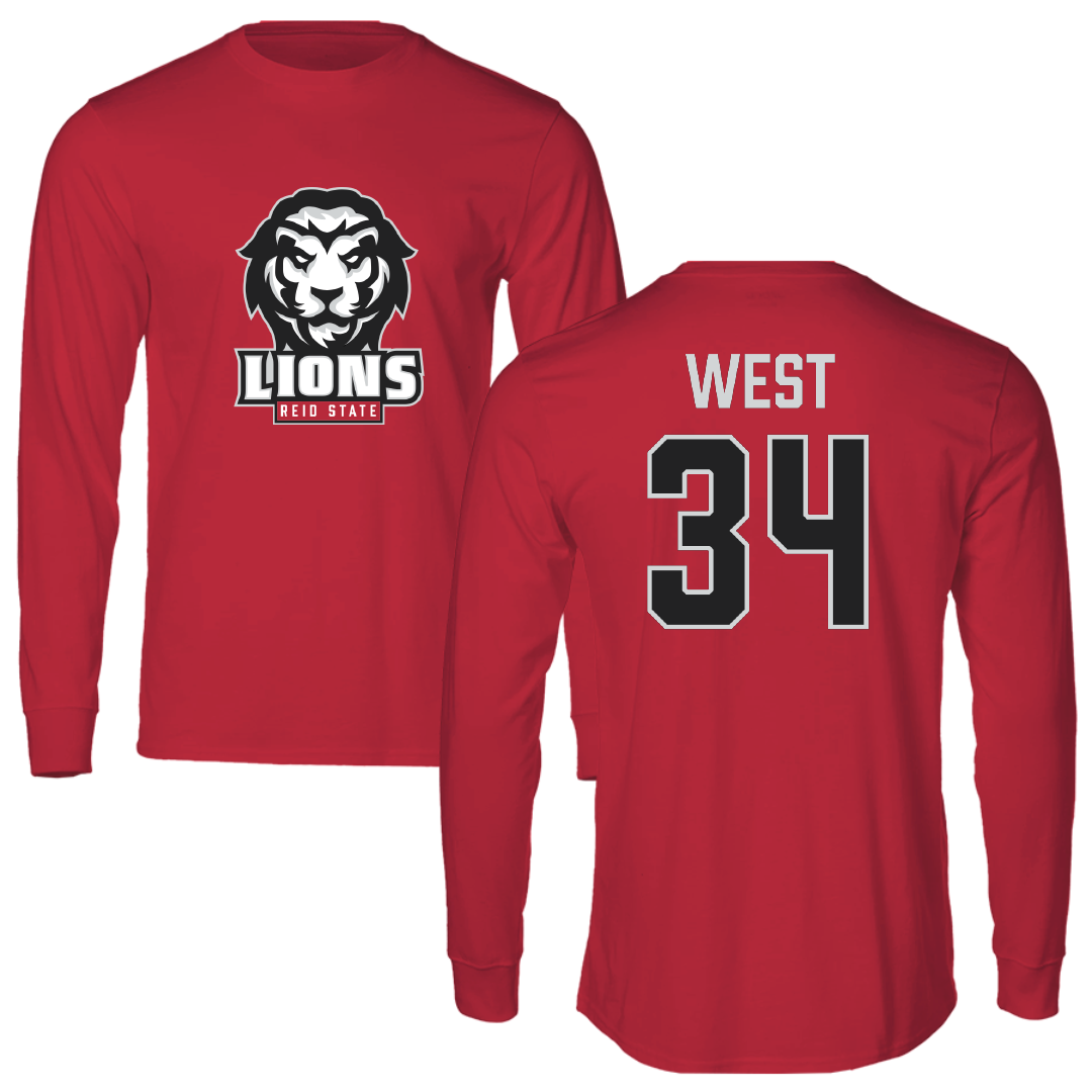 Reid State Community College Baseball Crimson Long Sleeve - #34 Camden West