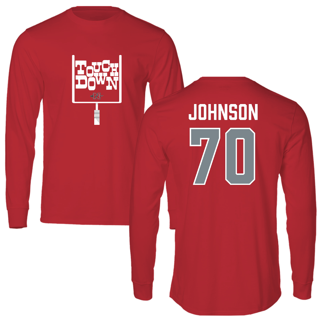 Nicholls State University Football Red Touchdown Long Sleeve - #70 Jacob Johnson