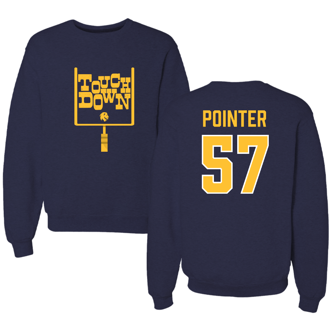 East Texas A&M University Football Navy Touchdown Crewneck - #57 Cade Pointer