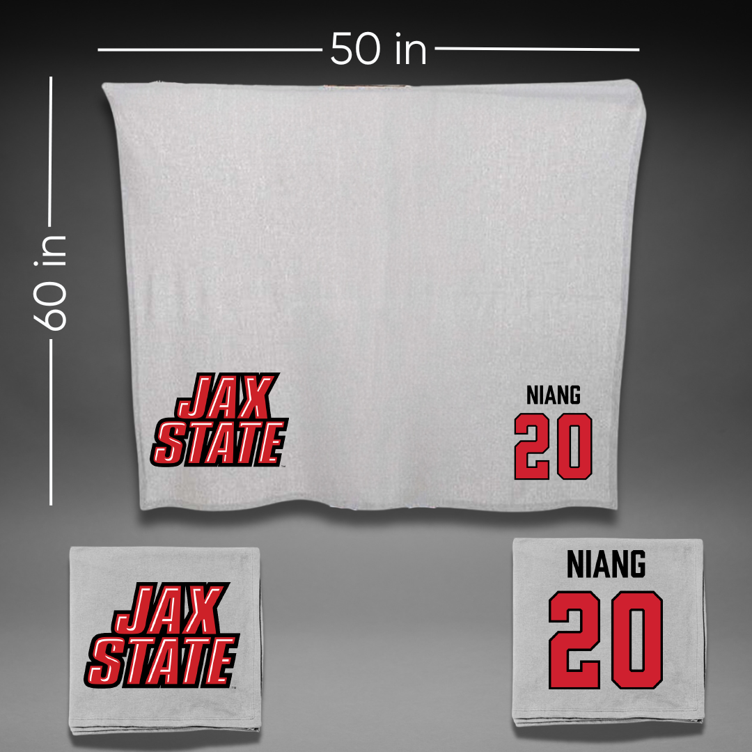 Jacksonville State University Basketball Gray Blanket - #20 Gora Niang