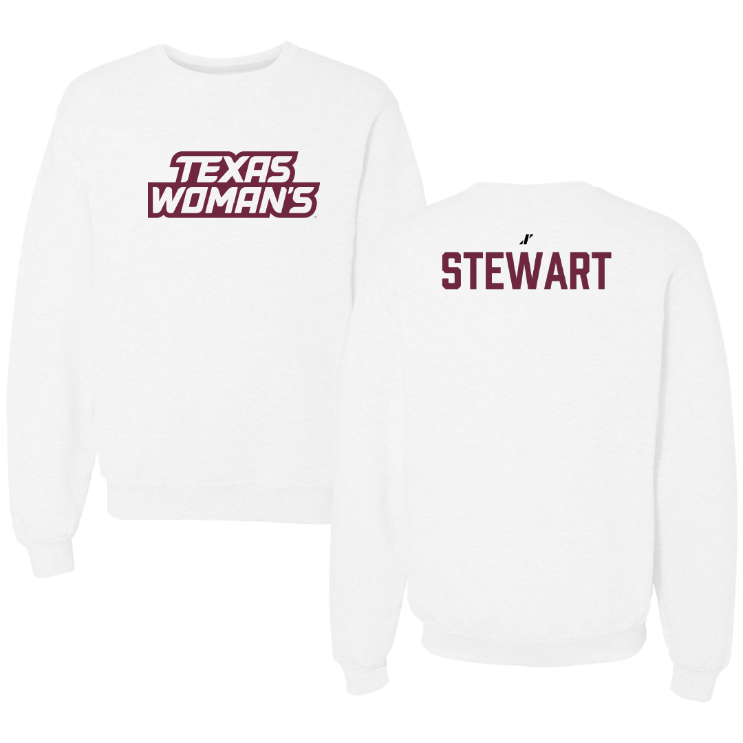 Texas Woman's University Wrestling (W) White Crewneck - Sloan Stewart