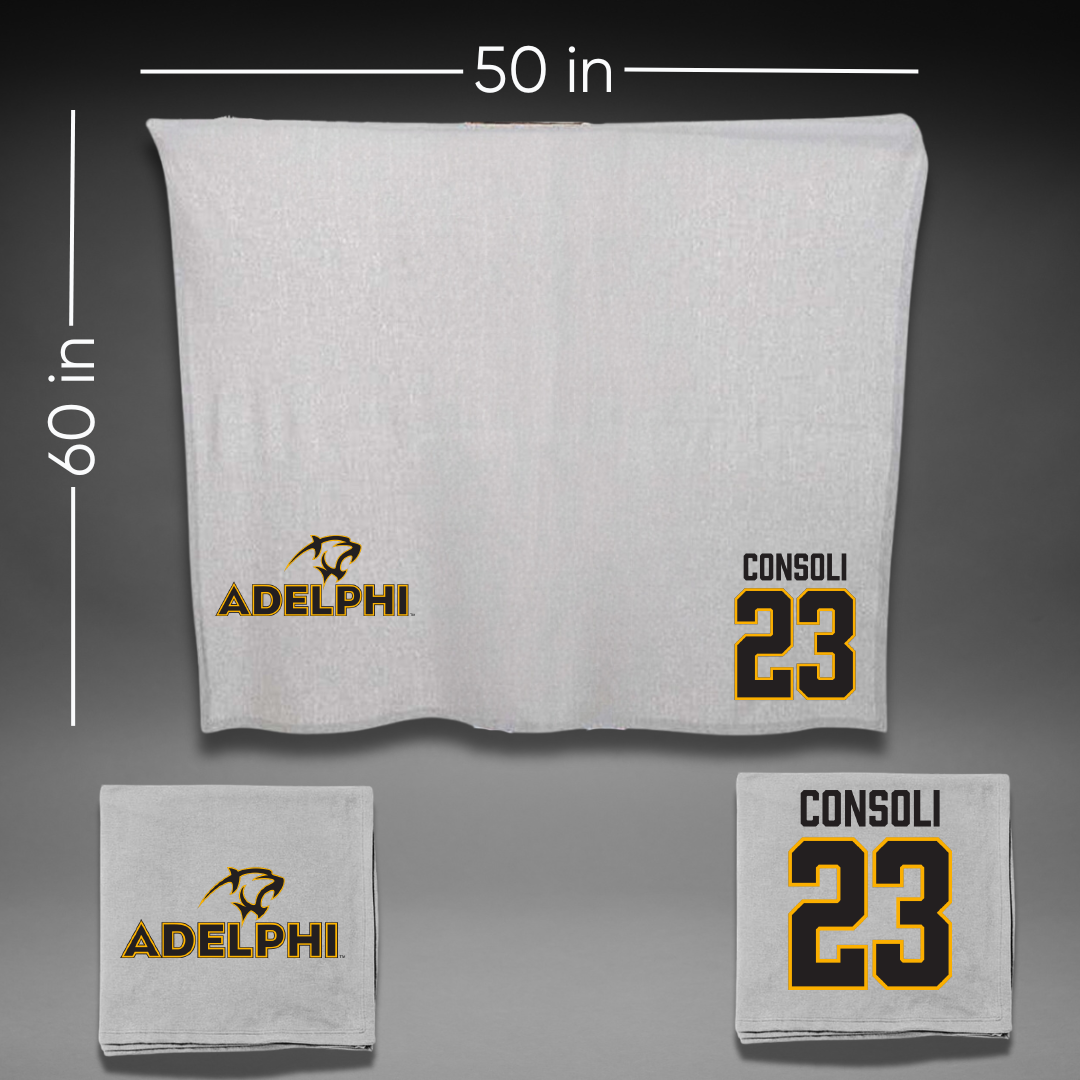 Adelphi University Soccer Gray Blanket - #23 Alessio Consoli