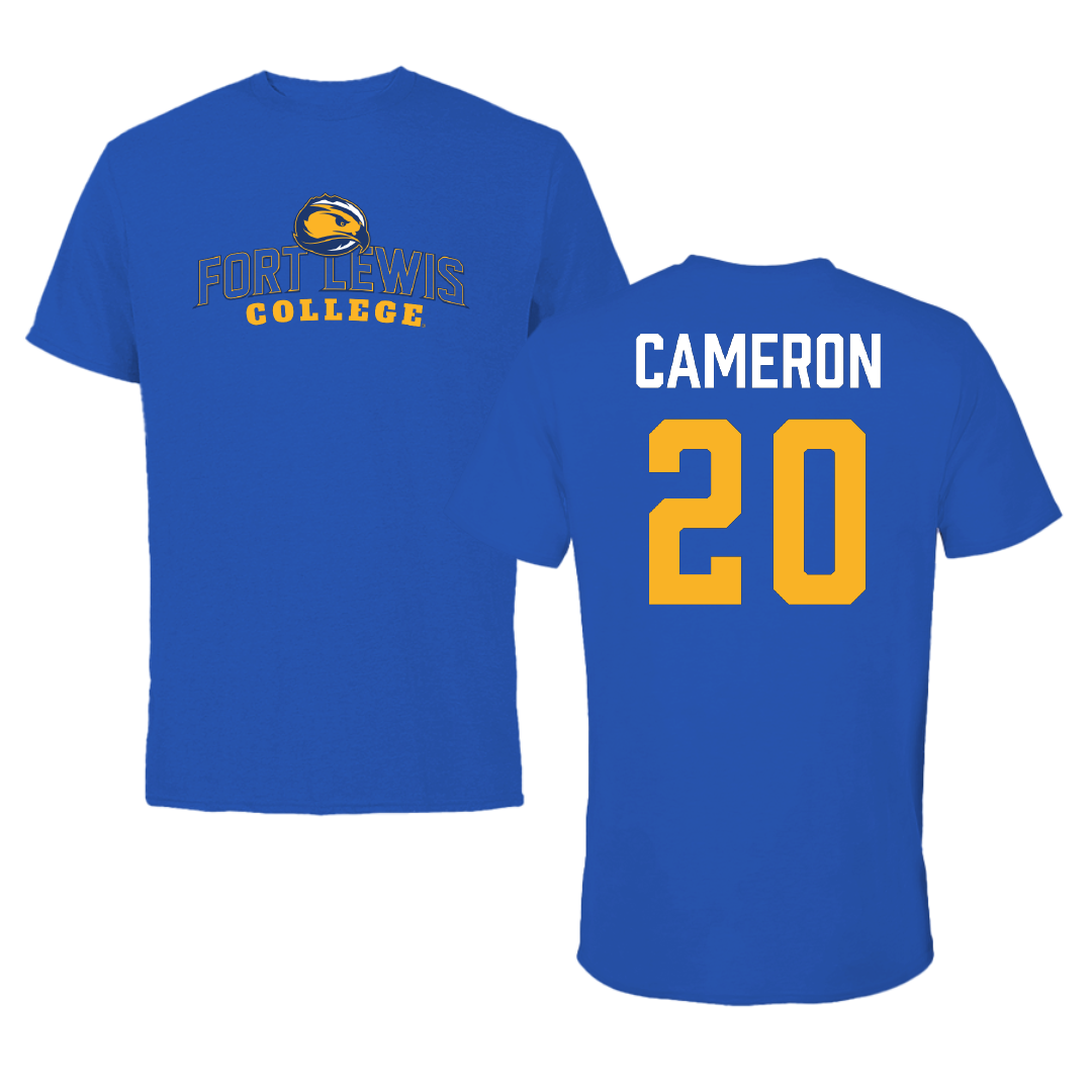Fort Lewis College Football Blue Performance Tee - #20 Carter Cameron