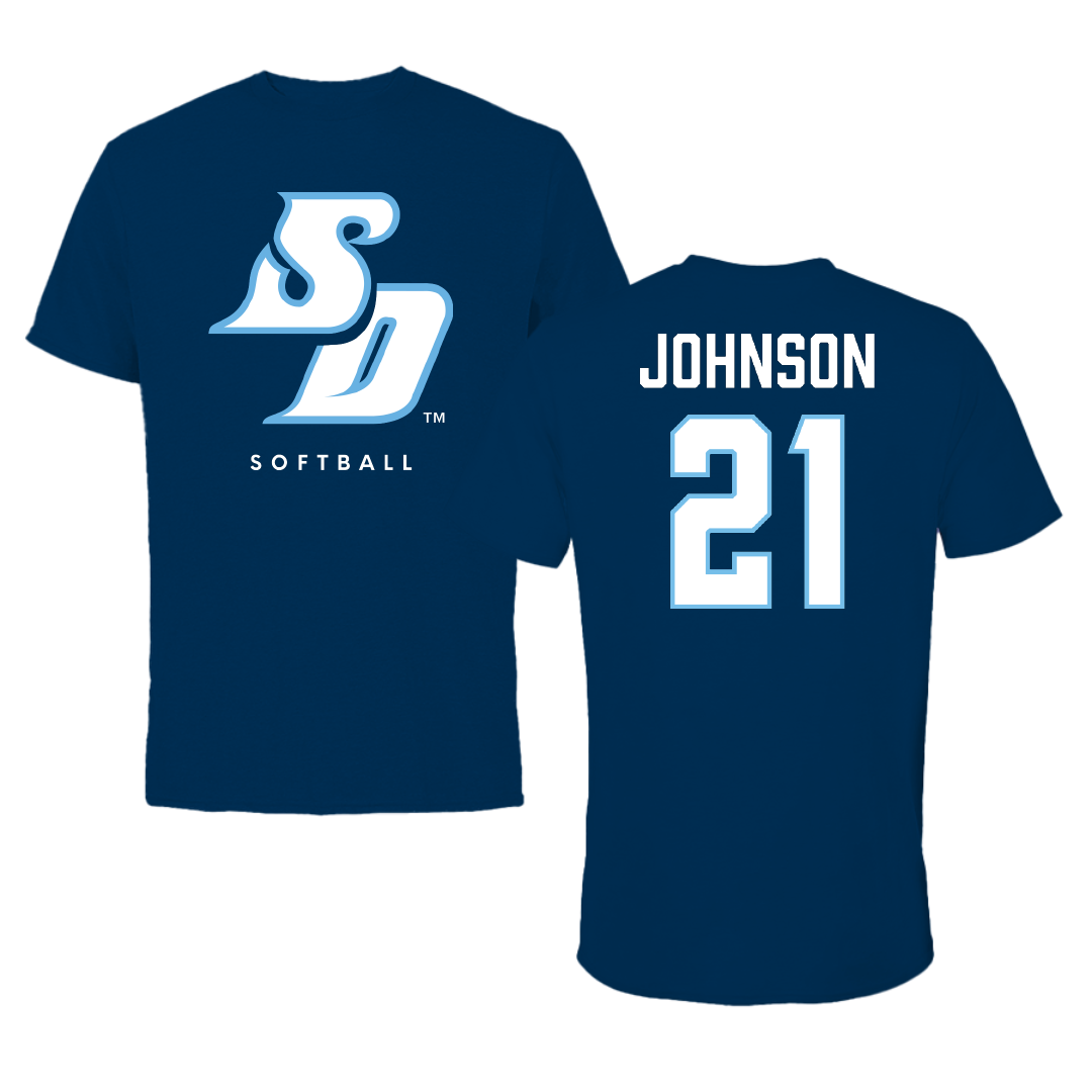 University of San Diego Softball Navy Tee - #21 Charlie Johnson