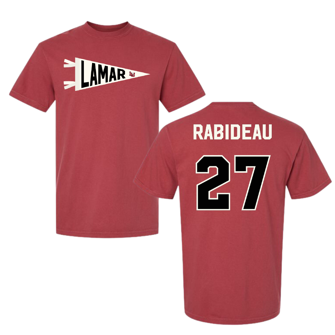 Lamar University Soccer Canvas Red Pennant Comfort Colors Tee - #27 Madison Rabideau