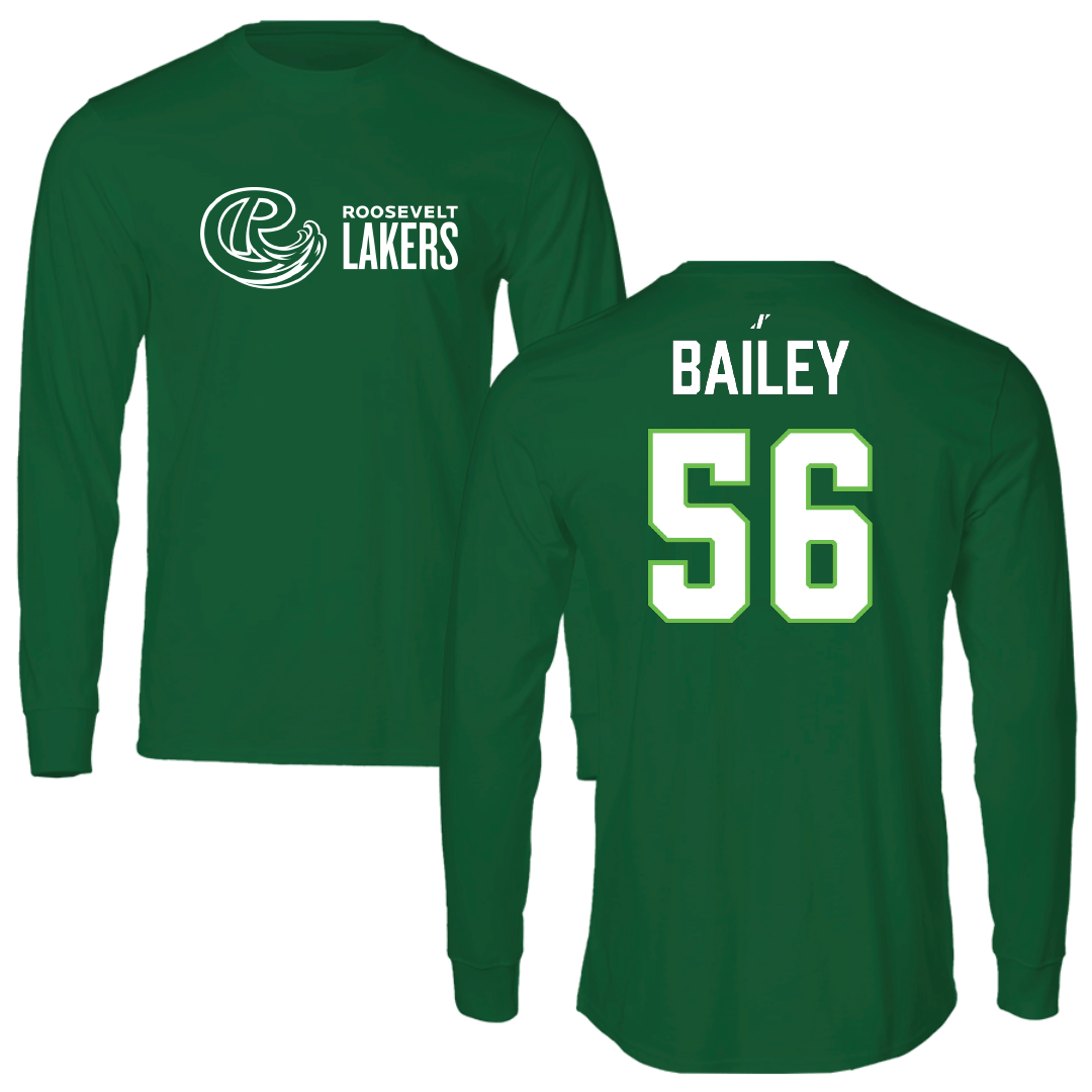 Roosevelt University Baseball Green Performance Long Sleeve - #56 Micheal Bailey