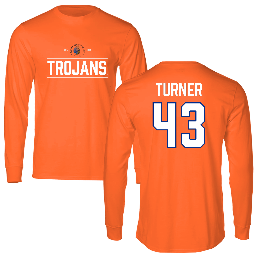 Virginia State University Football Orange General Long Sleeve - #43 Jihad Turner