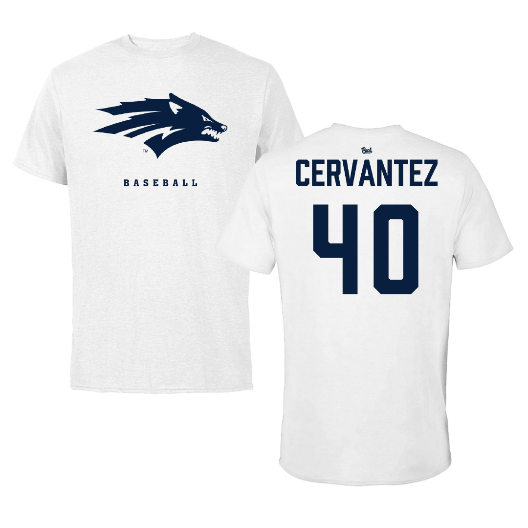 University of Nevada Baseball White Performance Tee - #40 Takeo Cervantez