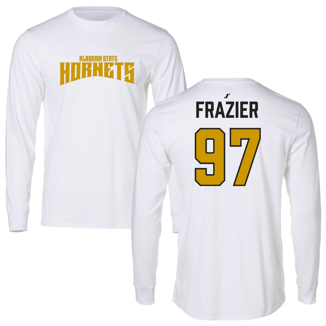 Alabama State University Football White Classic Performance Long Sleeve - #97 Kendarius Frazier