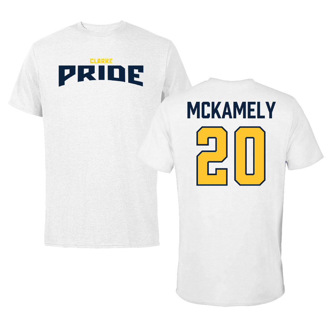 Clarke University Soccer (W) White Classic Performance Tee - #20 Ashlyn Mckamely