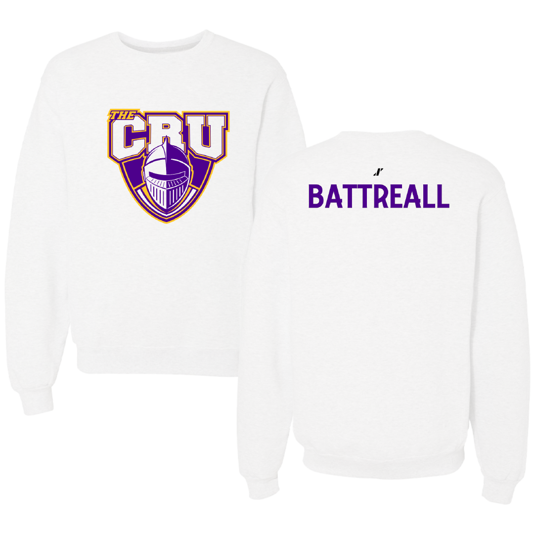 University of Mary Hardin-Baylor Football White Crewneck - Jeremiah Battreall