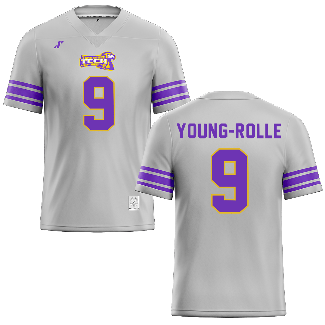 Tennessee Technological University Light Gray Football Jersey - #9 Stefon Young-Rolle